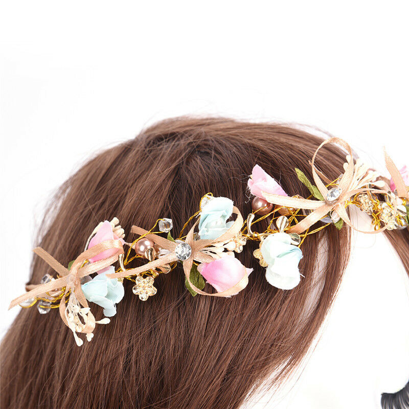 Bridal Flower Crown Headband Wedding Prom Beach Floral Garland Wreath Wedding Lt