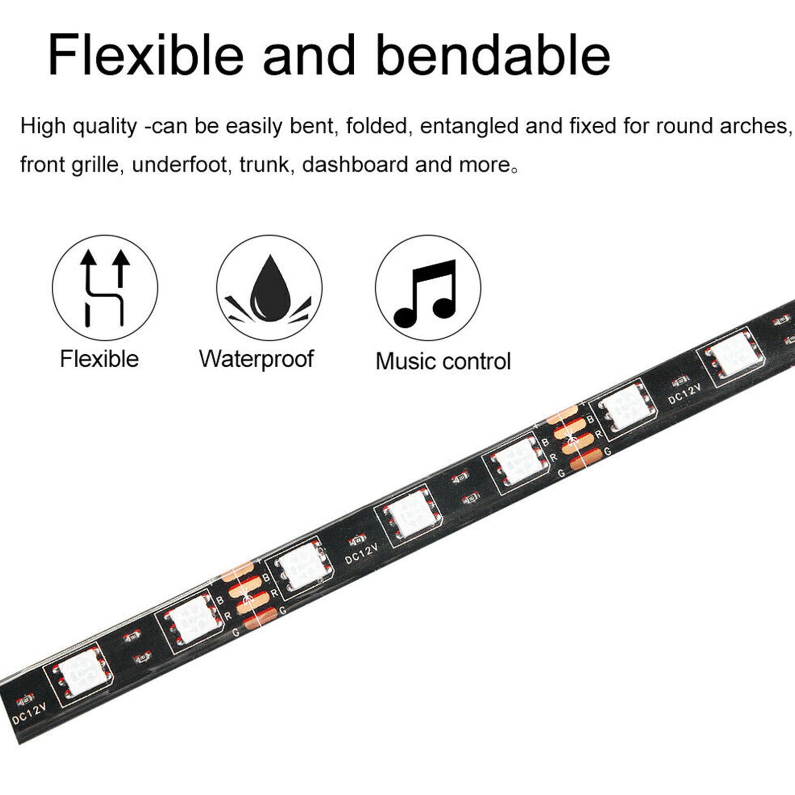 4 in 12 LED Strip Under Car Tube underglow Underbody System Neon Lights Kit