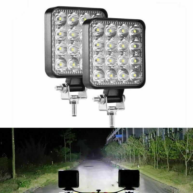 2x 48W Square LED Work Light Bar Off Road Spot Flood Driving Fog Lamp for Trucks