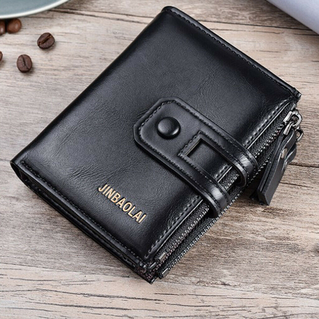 Leather Men Women Wallet Bifold Credit Card Holder Zipper Coins Bag Wallet