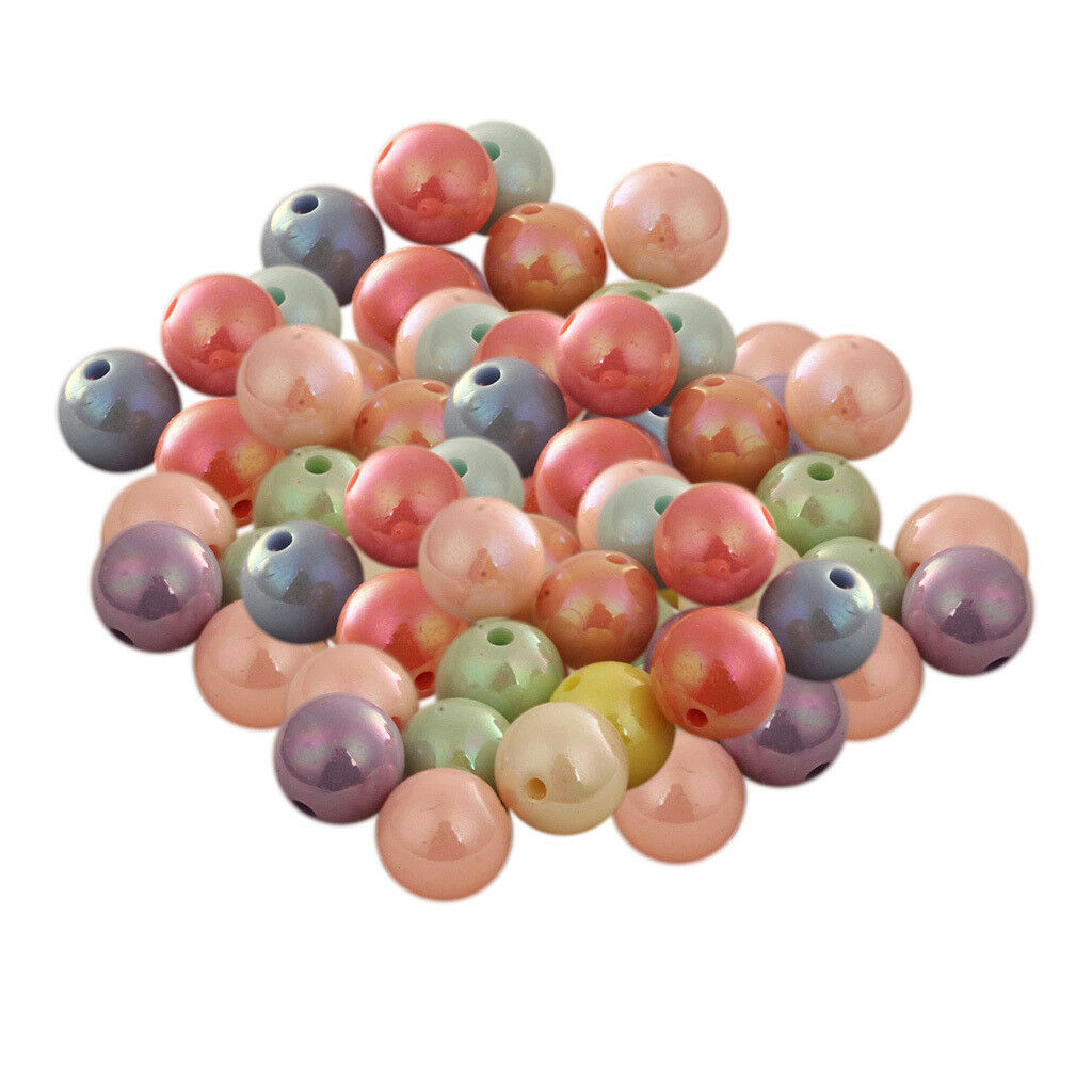 92x Round Acrylic Loose Spacer Beads Fashion Jewelry Making Accessories 10mm