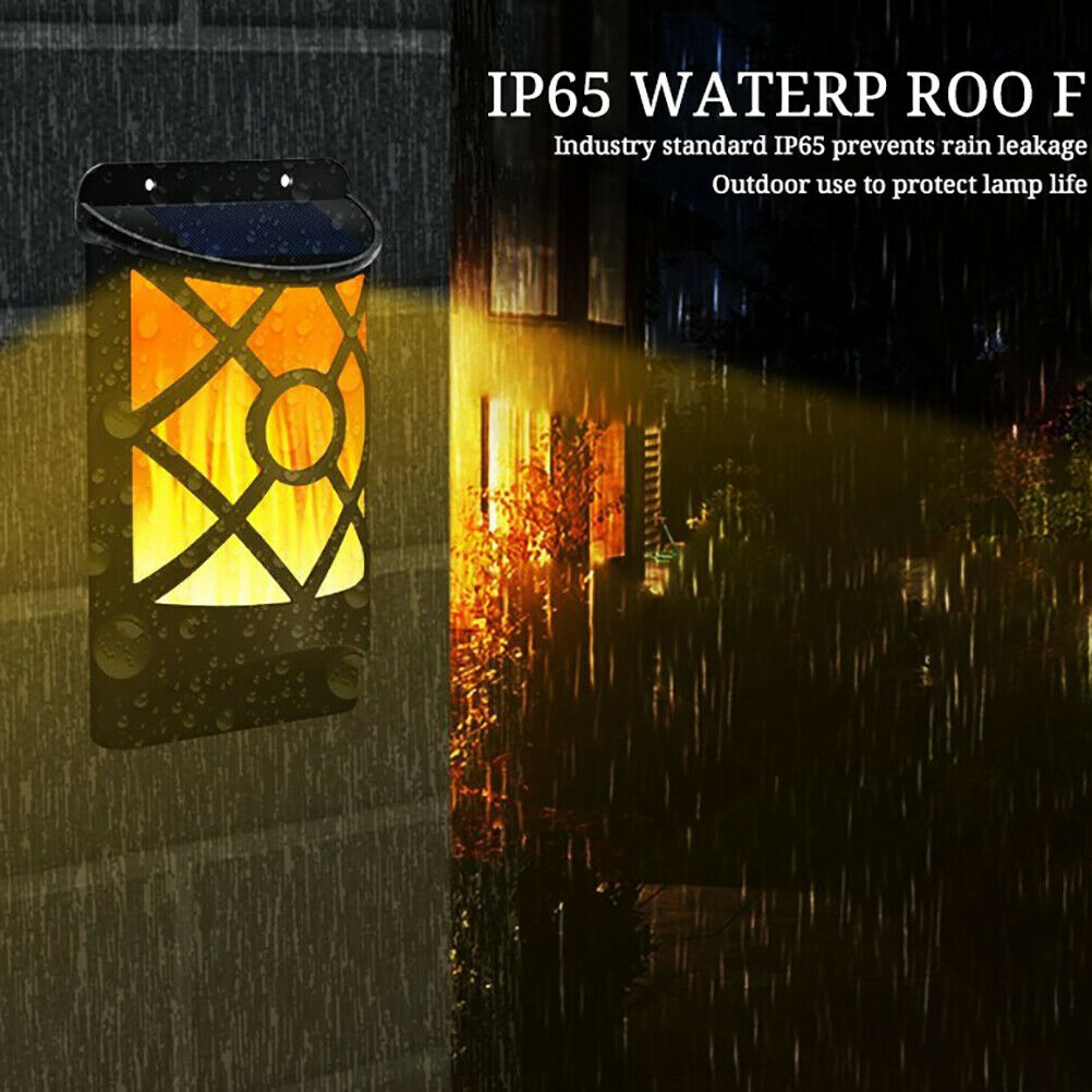 Portable Yard Solar LED Motion Sensor Night Light Simulation Flame Wall Lamp