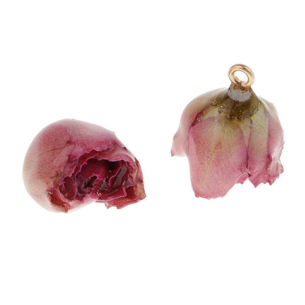 Flower Rose Charms Natural Real Flower Pendants Jewelry Earrings purple pink