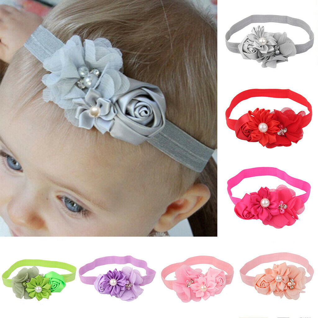 2 Pieces Baby Girls Flower Headband Elastic Headwear Hair Photography