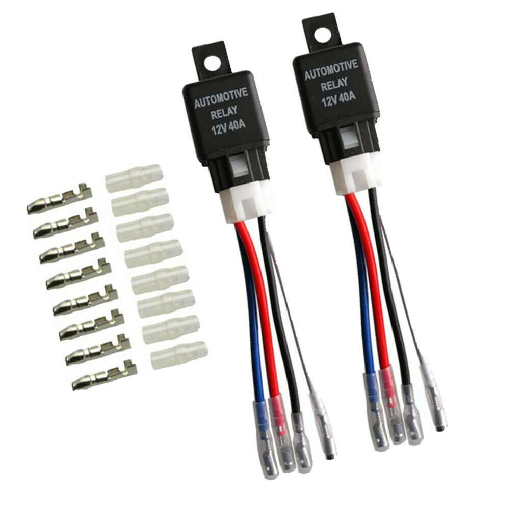 2 Set JD1912 Car Relay Harness Sockets Set 12V 40A for Automotive Motorcycle