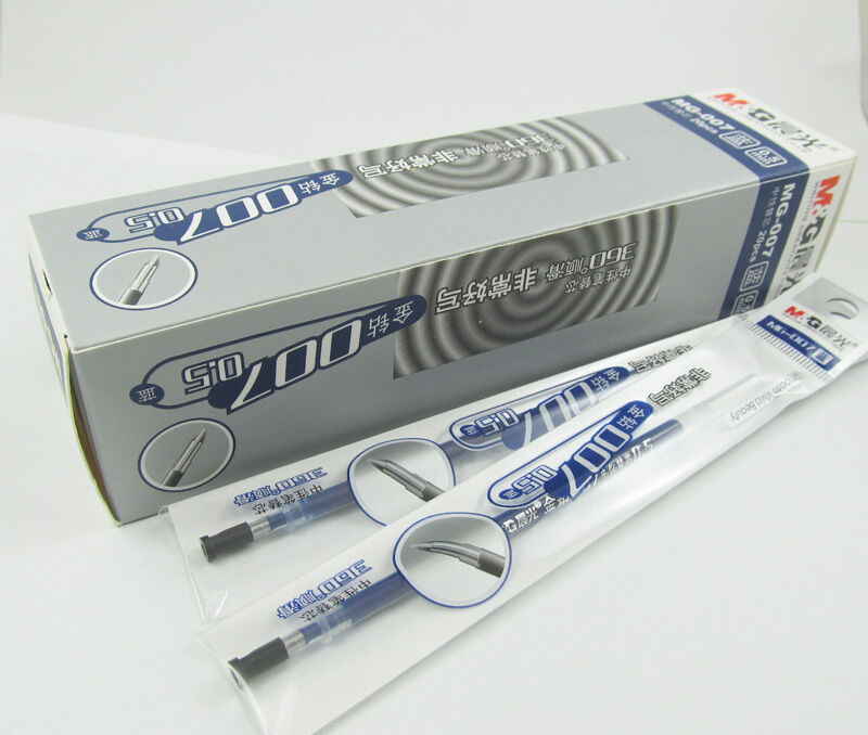 1box 20pcs M&G MG-007 0.5mm pipe Blue Gel Ink Pen refills new