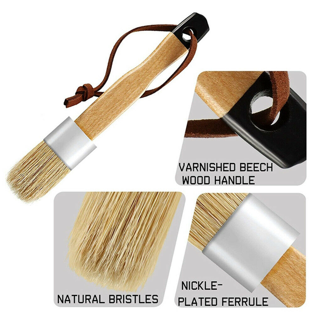 3PCS Chalk and Wax Paint Brushes Bristle Stencil Wood Furniture Home Decor Tool
