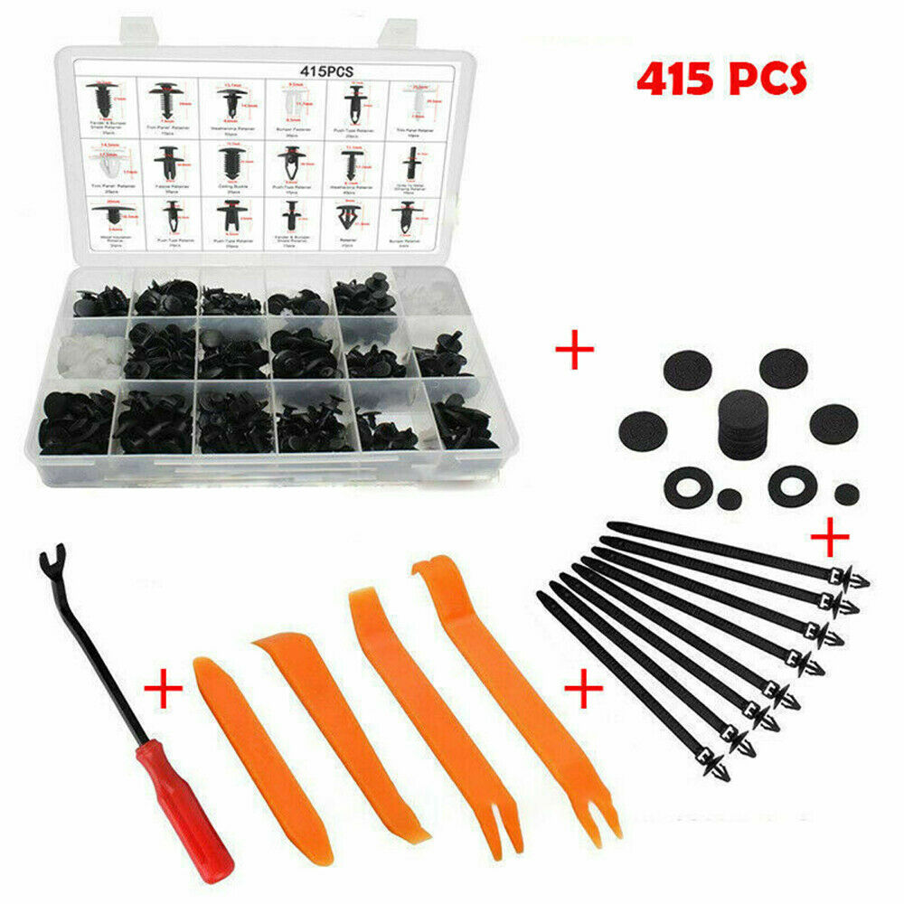 415Pcs Auto Car Body Plastic Push Pin Rivet Trim Fastener Clip Screwdriver Nylon