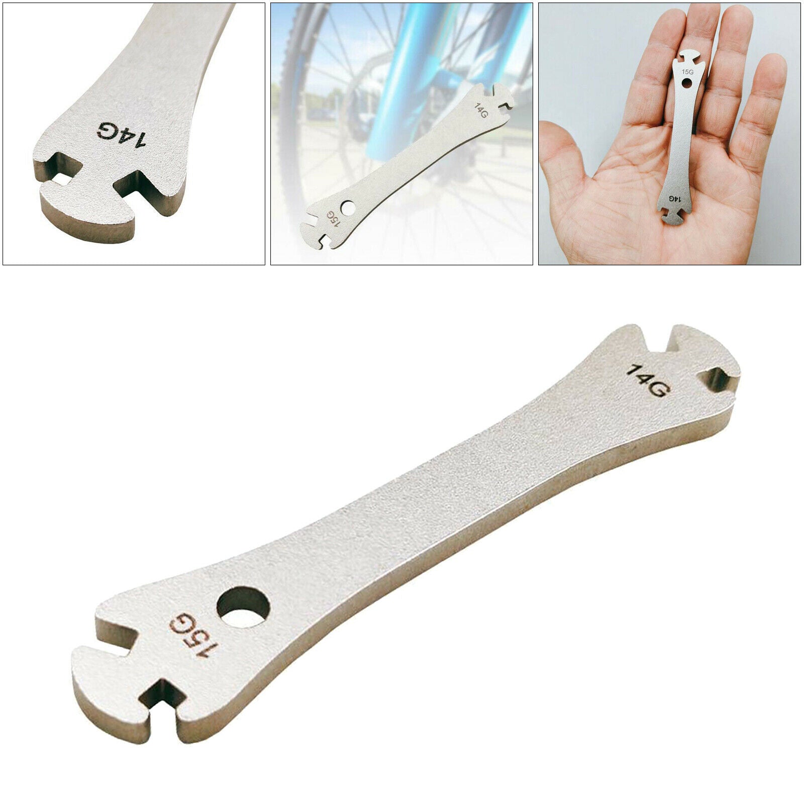 Stainless Steel Bike Spoke Wrench 14/15G Wheel Spoke Spanner Repair Tool