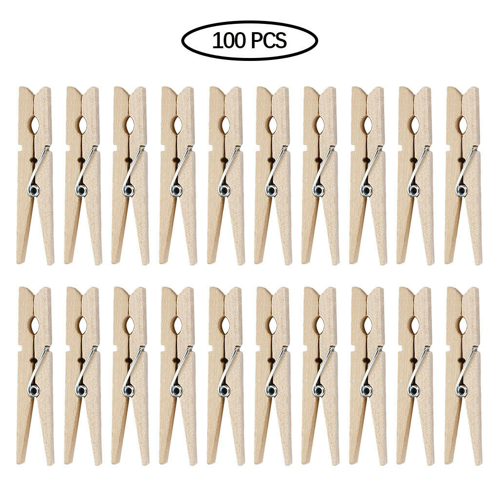 100 Pack Mini Wooden Photo Peg Clothespin Clips Embellishments Wedding Decor