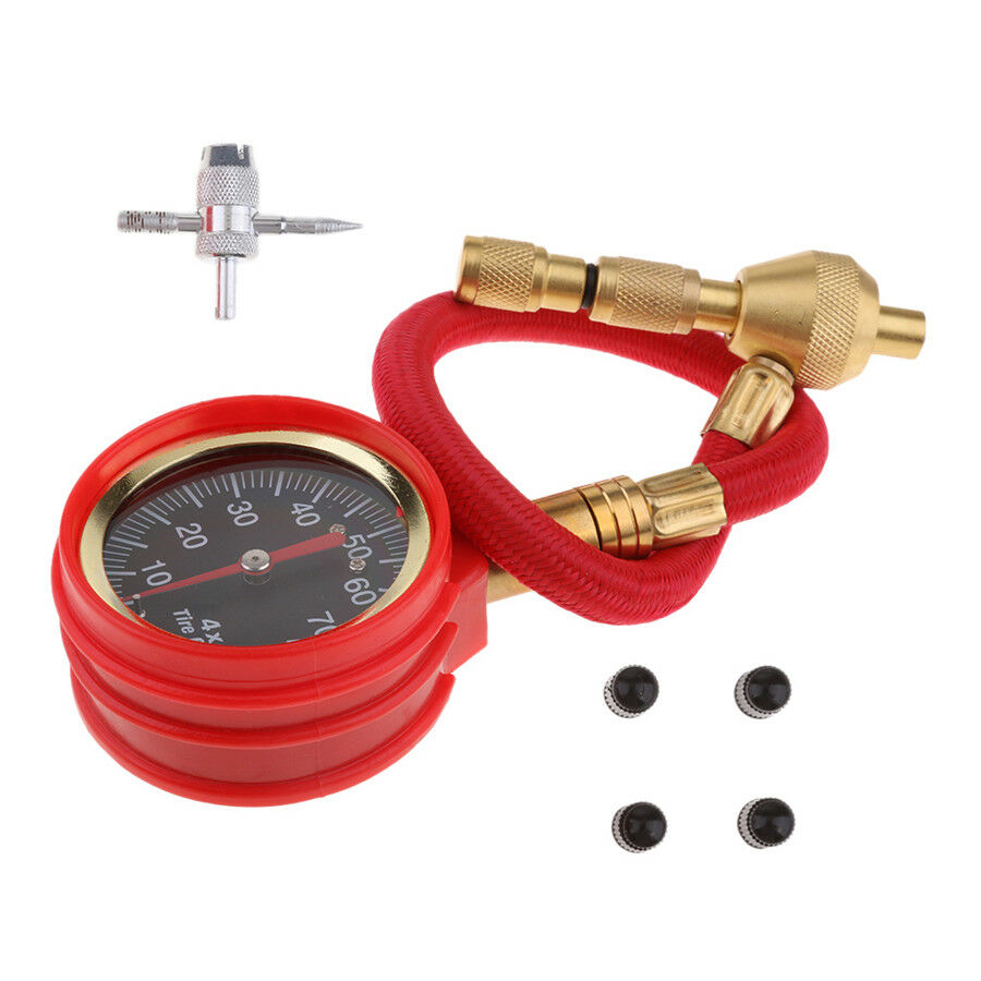 Red Tyre Deflator Tire Air Pressure Gauge Accurately Measure Shockproof 0-75PSI