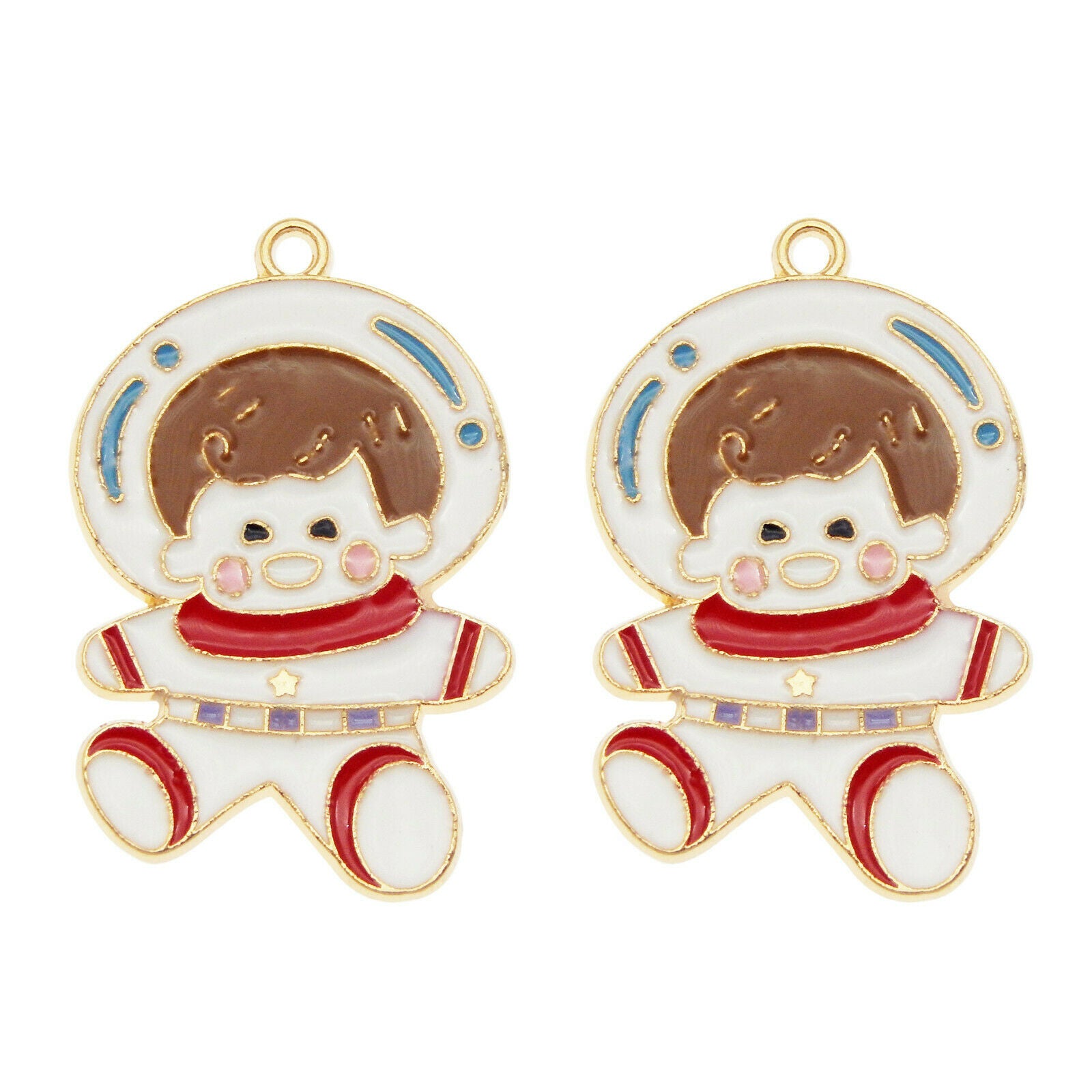 8 pcs Astronaut Boy Charm Enamel Pendant Earring Making Drop Dangle Alloy Crafts