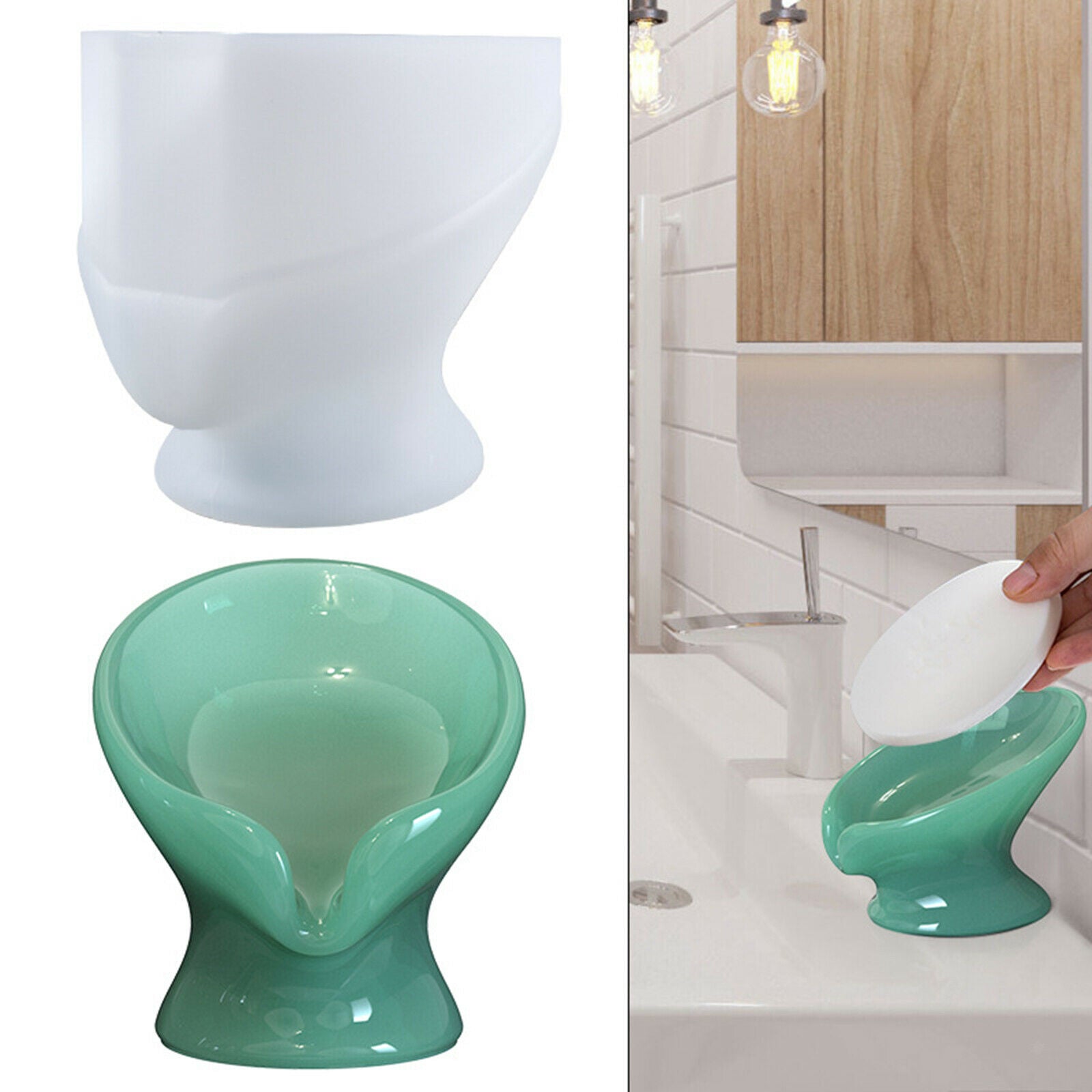 Soap Holder Silicone Mold Easy Clean with Drain DIY for Shower Kitchen Sink