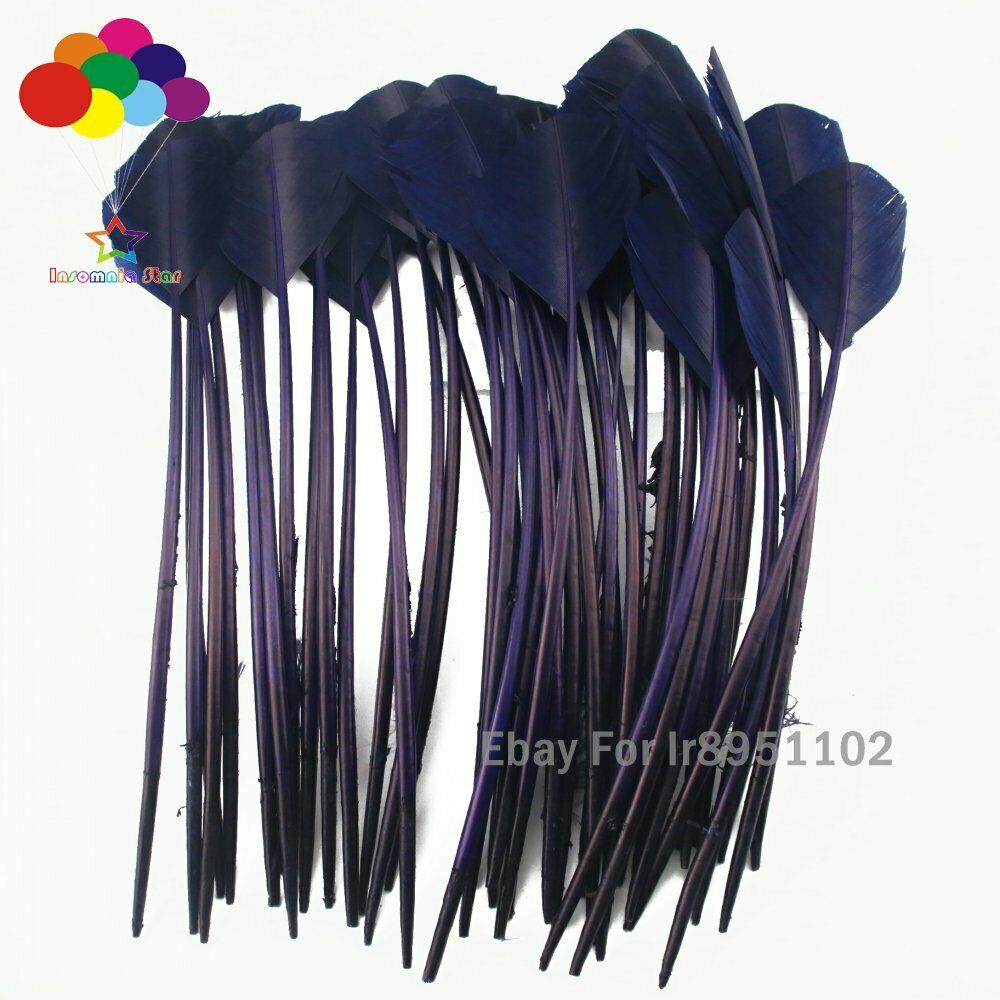 Navy 100 pcs 28-35cm turkey wing feathers 11-14inch Plume making Carnival Decor
