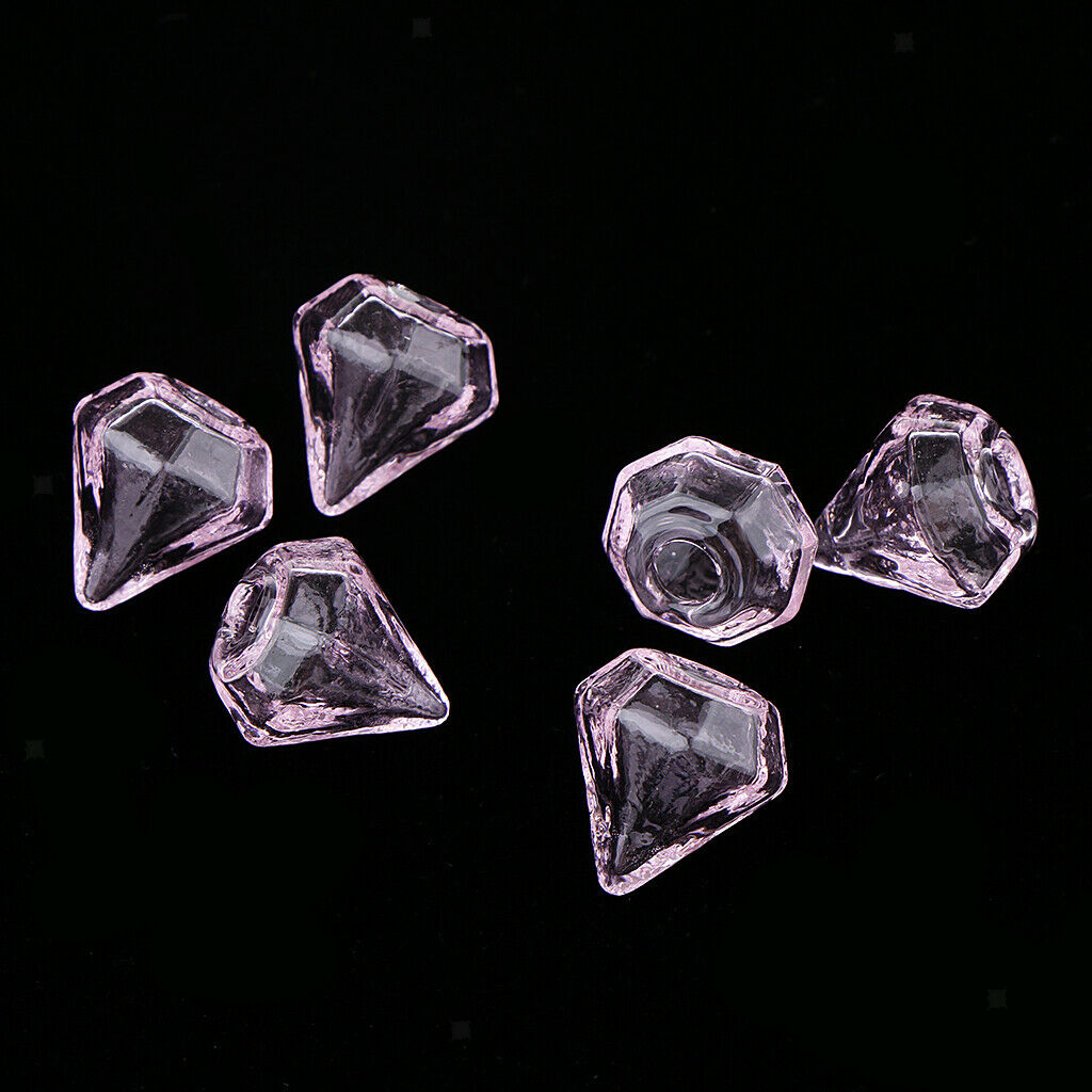6 Pcs Clear Glass Bottle Charm Pendant DIY Craft Jewelry Making Pink
