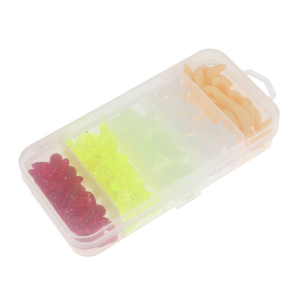 125 Pieces Maggot Grub Worm Fishing Lures Bionic Grub Shape Baits