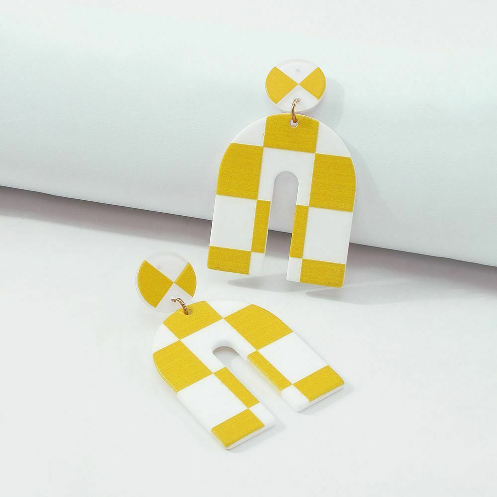 Jewelry Trendy Alloy Dangle Earrings Eardrop U-shaped Women Lattice Earrings