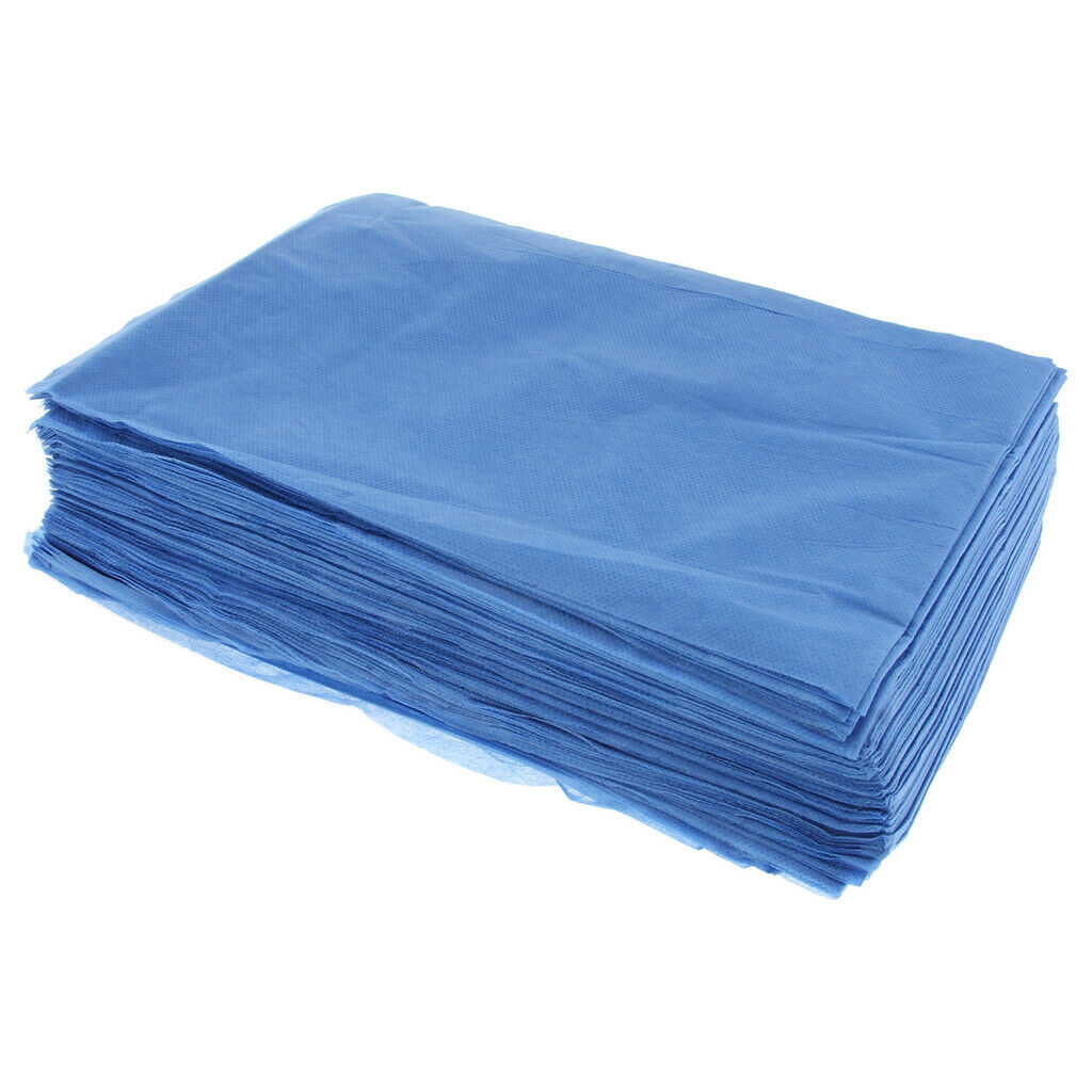 60 Pieces Non-woven Disposable Massage Table Sheet Bed Cover Waterproof Blue