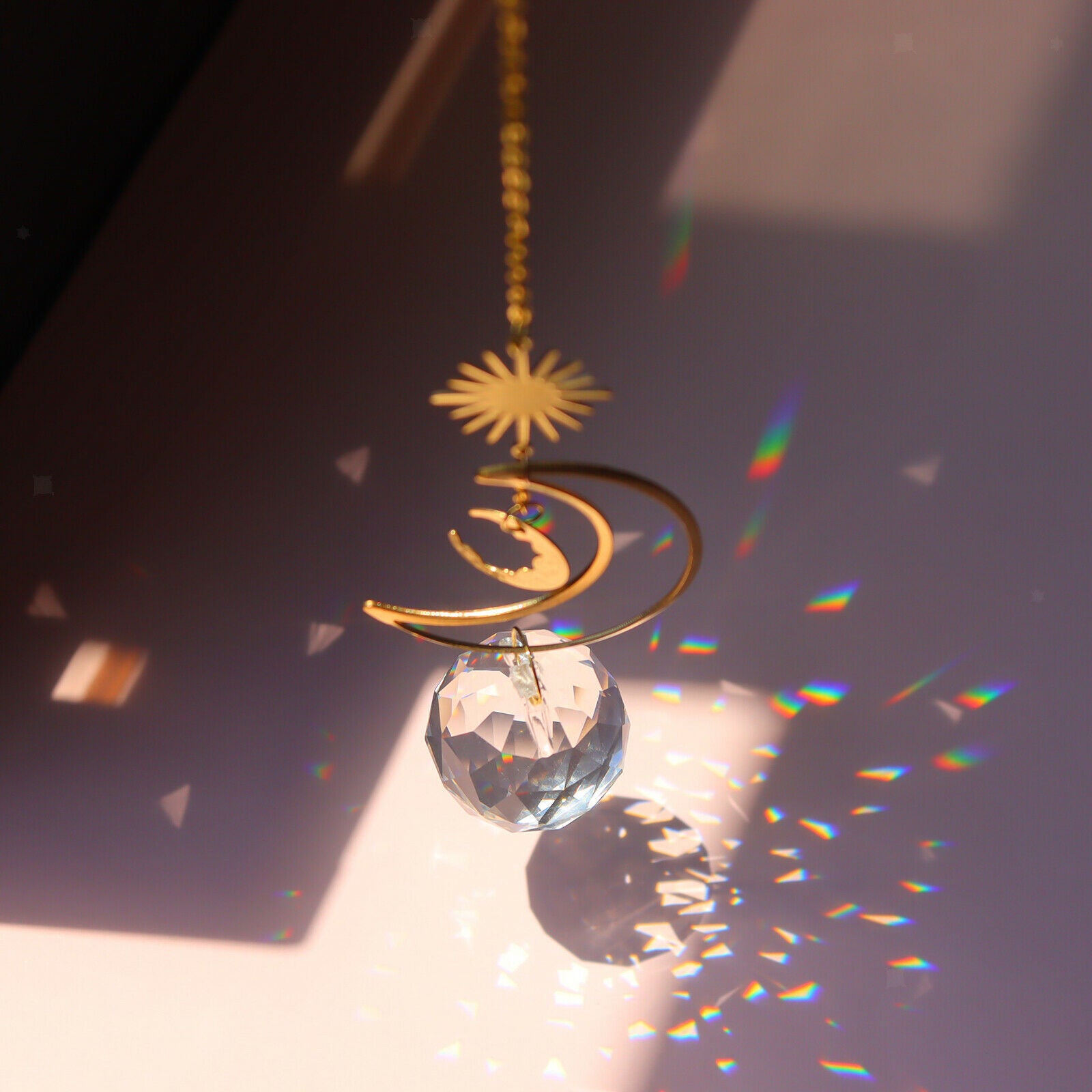 2Ã— Suncatcher Hanging Sun Moon Suncatchers Pendants Home Chrismas Decor
