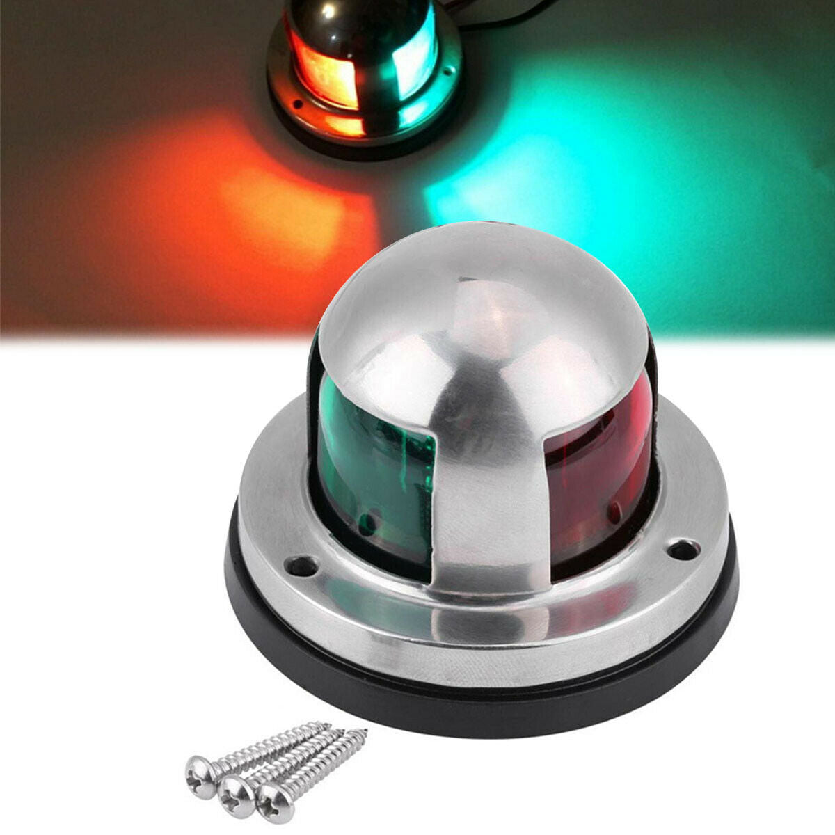 Boat Marine LED Transom Navigation Stern Anchor Light Red + Green Warning Lamp