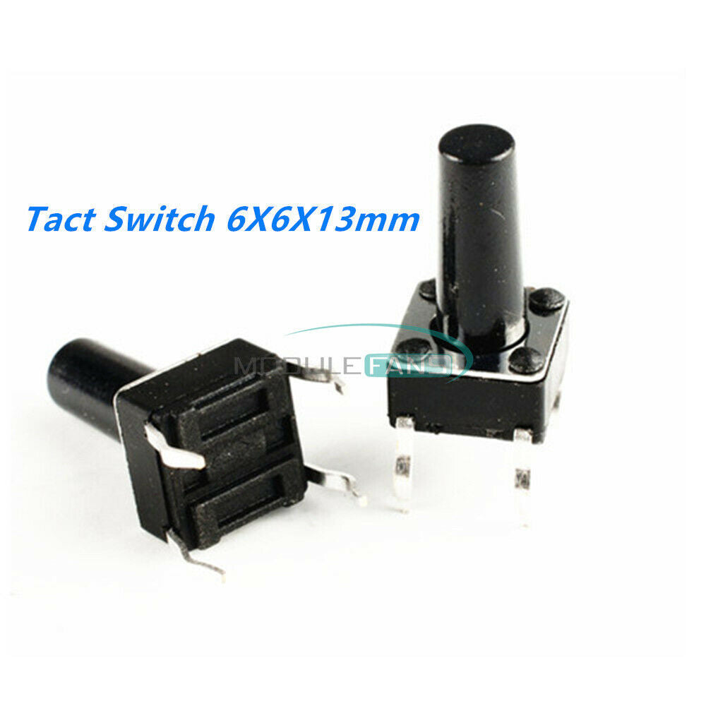 100Pcs 6*6*13 Tactile Push Button Switch Tact Switch 4-pin DIP-4 6X6X13mm