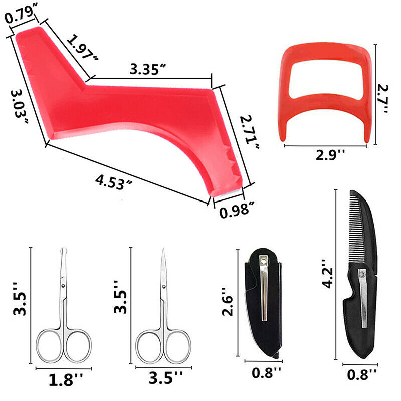 5Pc Beard Haircut Kit Hairline Neck Shaving Template Shaping Cutting Barb.l8
