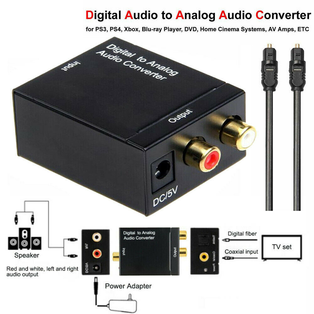 Coaxial Toslink Digital to Analog Audio Signal Converter Adapter RCA L/R