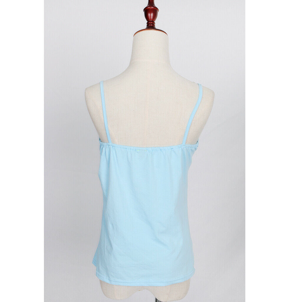 Fashion Ladies Summer Lace Vest Top Sleeveless Blouse Casual Shirt M Blue