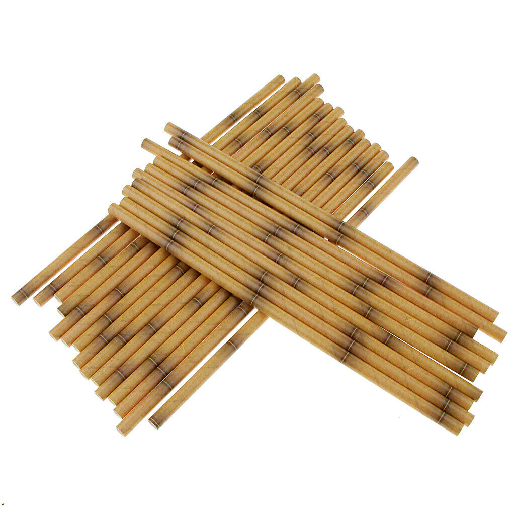 25pcs Bamboo Print Paper Disposable Drinking Straw Party Tableware Claybank
