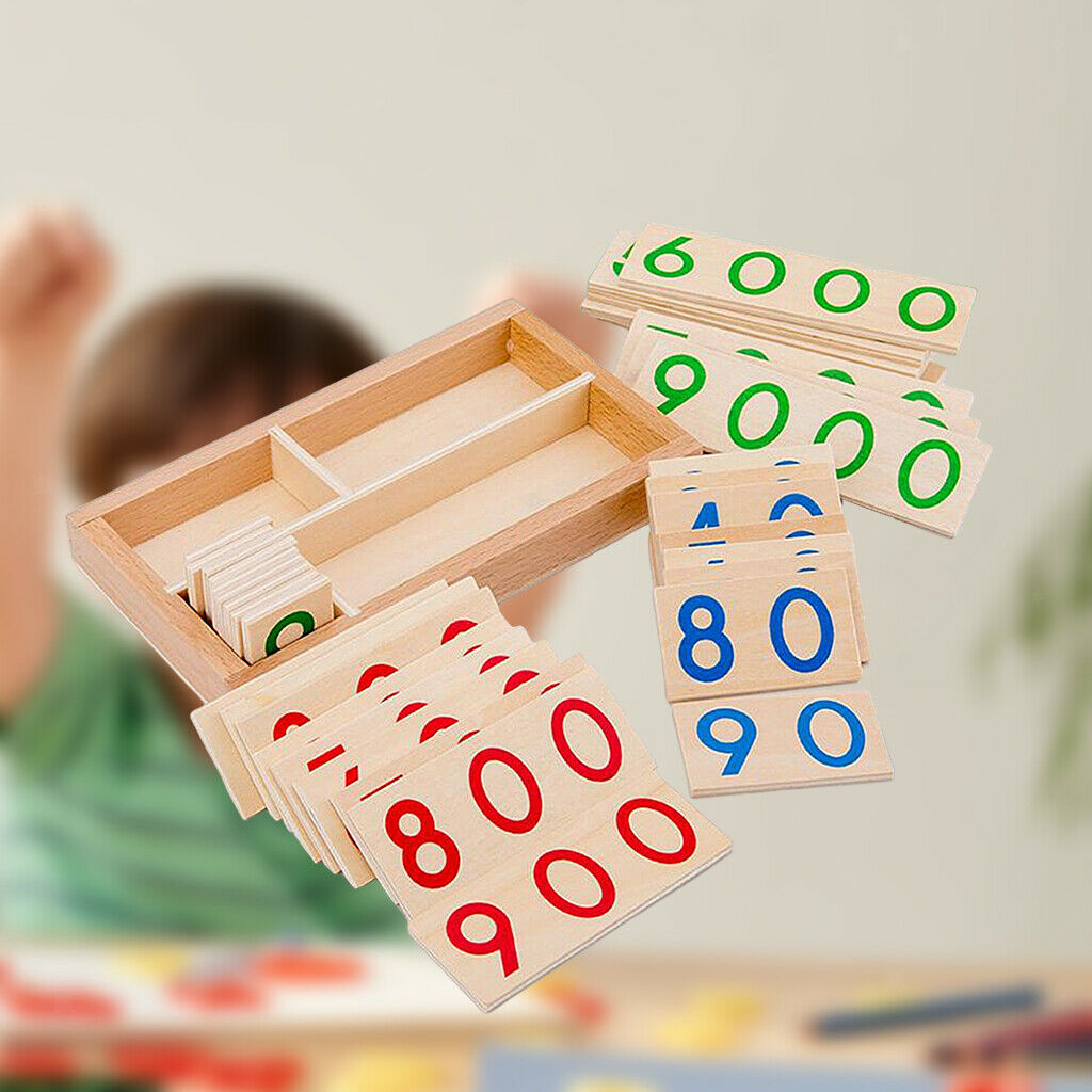 Wooden 1-9000 Number Card Counting Educational Montessori Activity Kids Gift