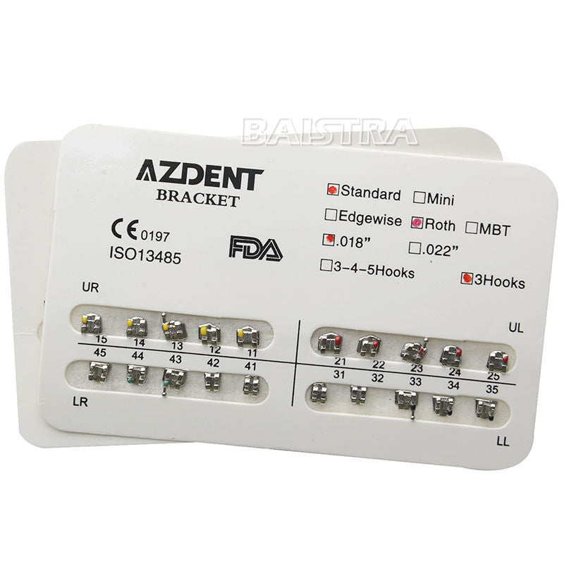 20X Dental Orthodontic Bracket Braces Standard Roth Slot.018 Hooks 3 AZDENT