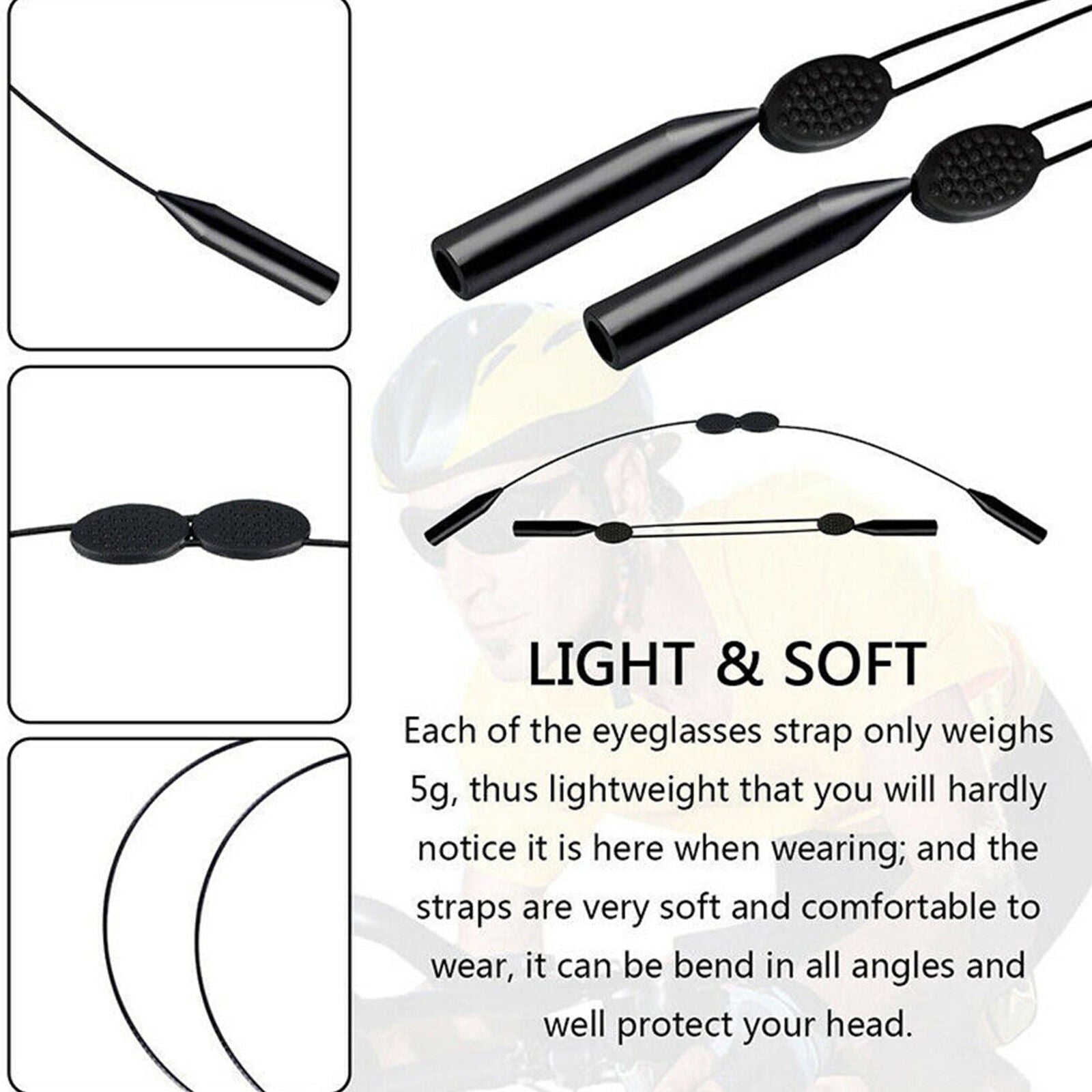 2x Adjustable Silicone Eyeglasses Strap Rope Glasses Sunglasses Sports Band Cord