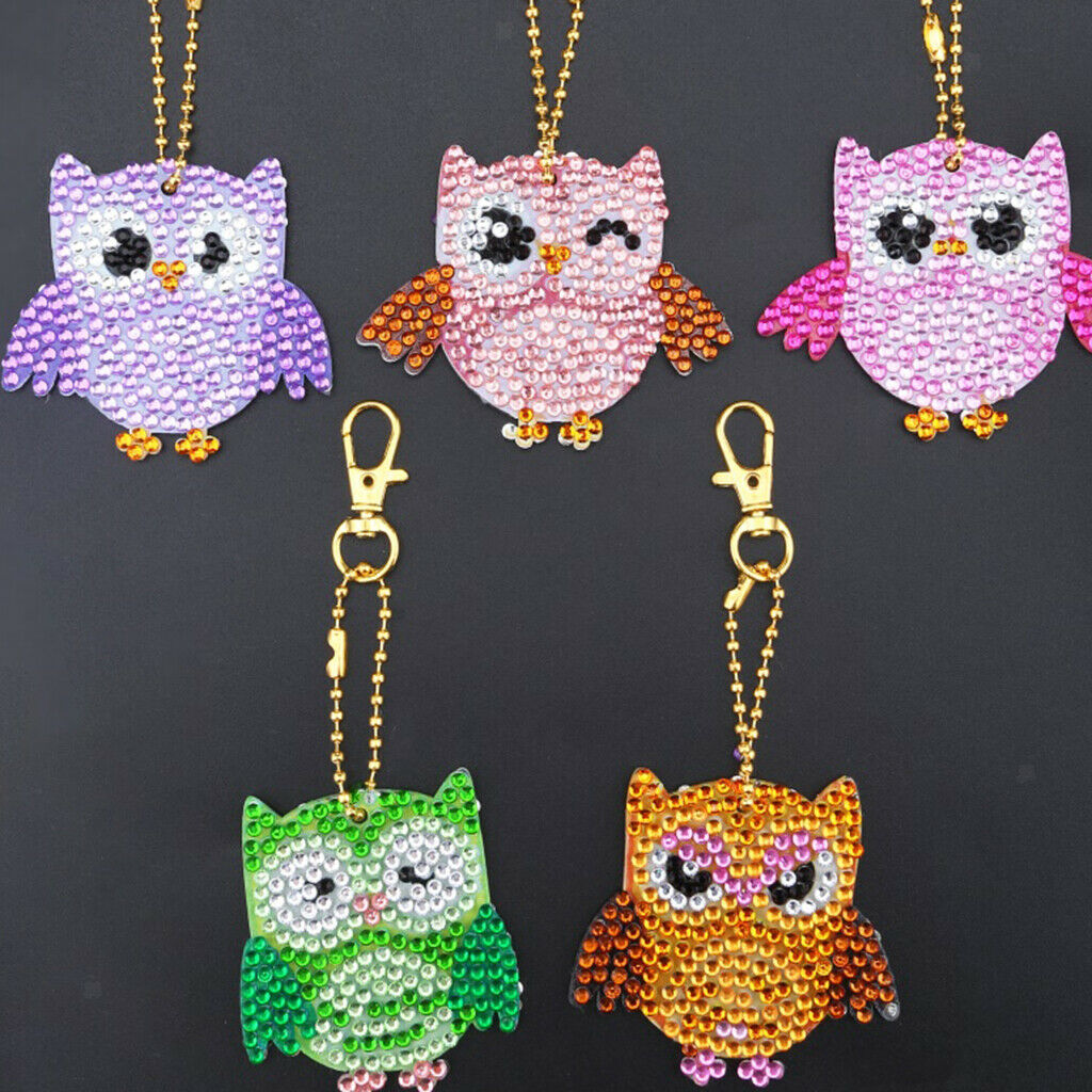5x Keychain with Rhinestone Owl Pendant Gift for Women