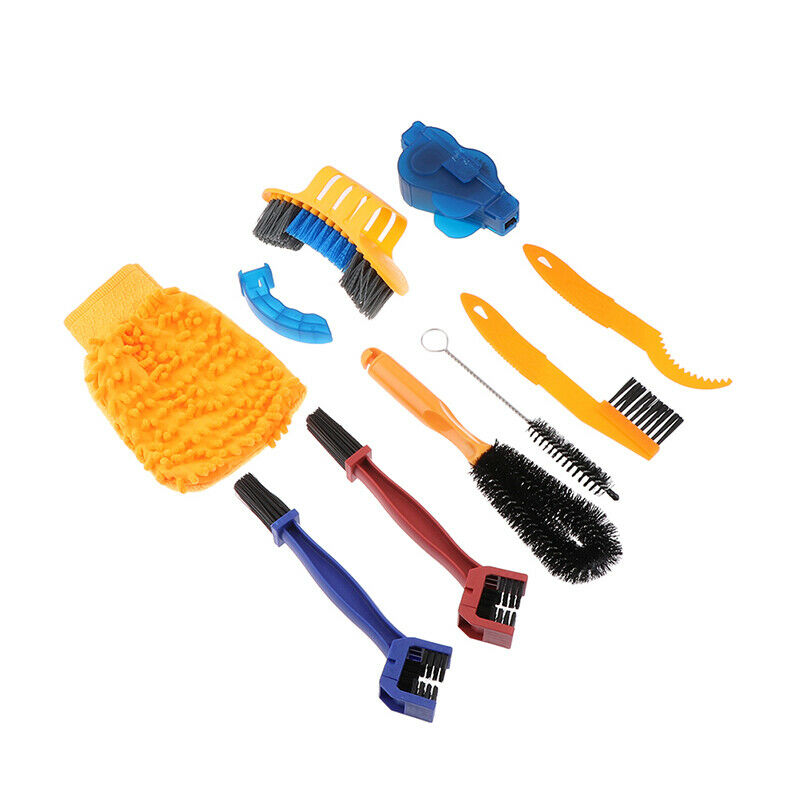 9Pcs/set Bike Chain Cleaner Scrubber Brushes Bike Wash Tool Set Cleaning Kit Tt