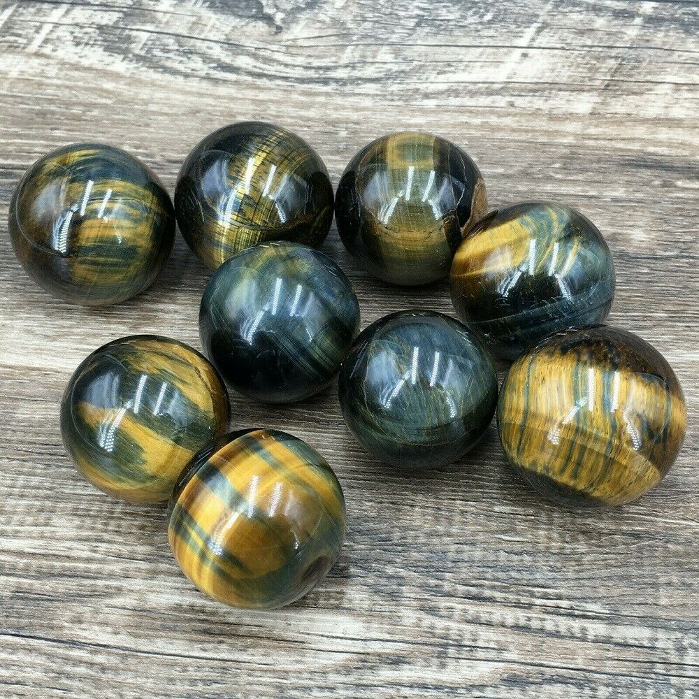 US. 100% Natural blue Tiger's eye jasper quartz Sphere crystal ball rock Healing