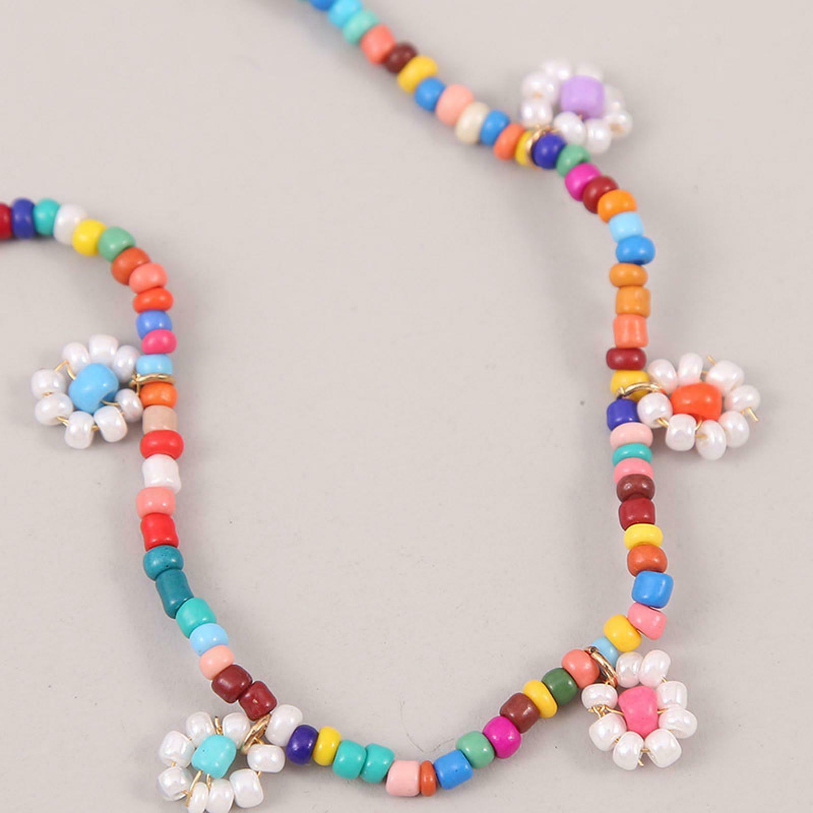 Womens Charm Trendy Hand-woven Beads Flower Long Necklace Summer Beach Chain