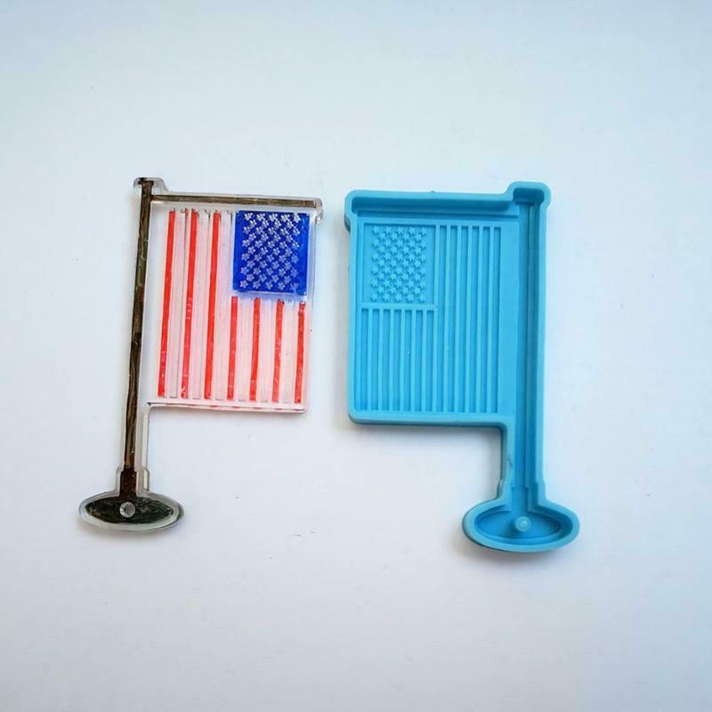 Blue Shiny US Independence Day Flag Keychain Mold for Valentine Love Gift