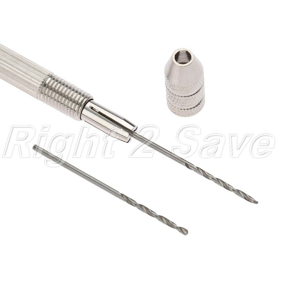 0.3-2.5mm Aluminium Alloy Hand Drill With Keyless Chuck & 2x HSS Twist Drill Bit