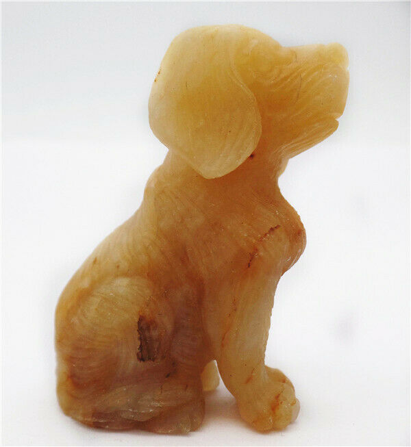 54x33x21mm Natural Yellow Jade Carved Dog Decoration Statue Home Decor HH7746