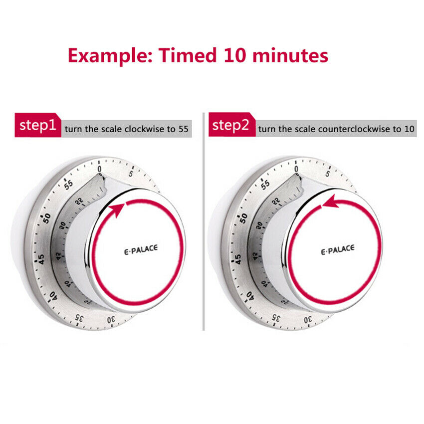 Long Ring Bell Alarm Loud 60-Minute Kitchen Cooking Wind Up Timer Mechanical