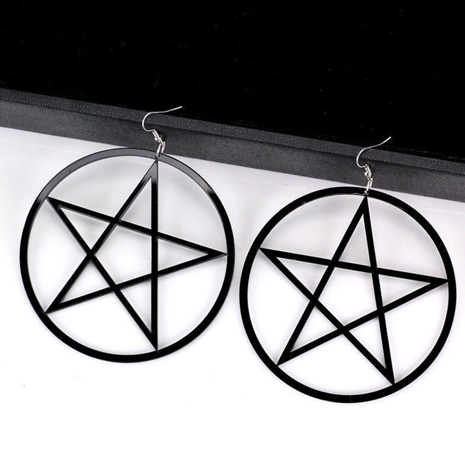 New Punk Large Pentagram Earrings Large Hoop Pentacle Gothic Ear Stud Fashion