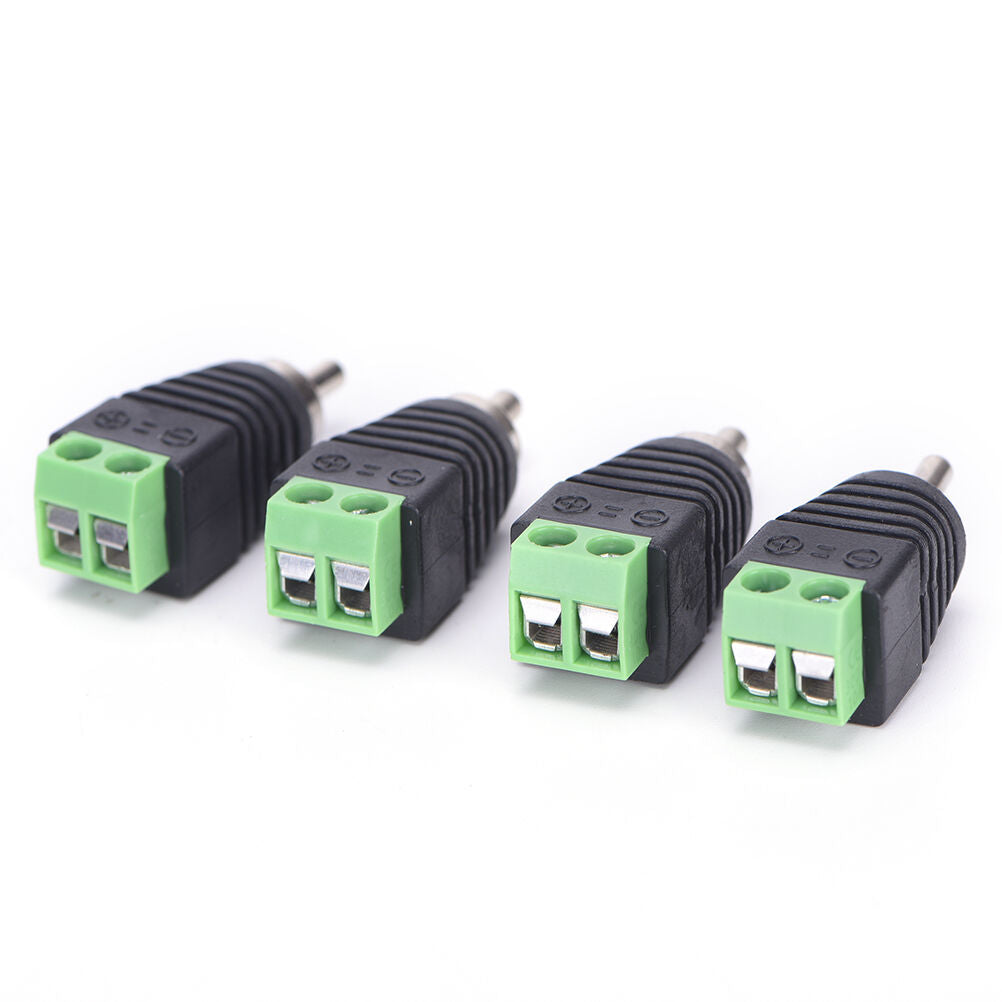 4 pcs Speaker Wire cable to Audio Male RCA Connector Adapter Jack Plug.l8