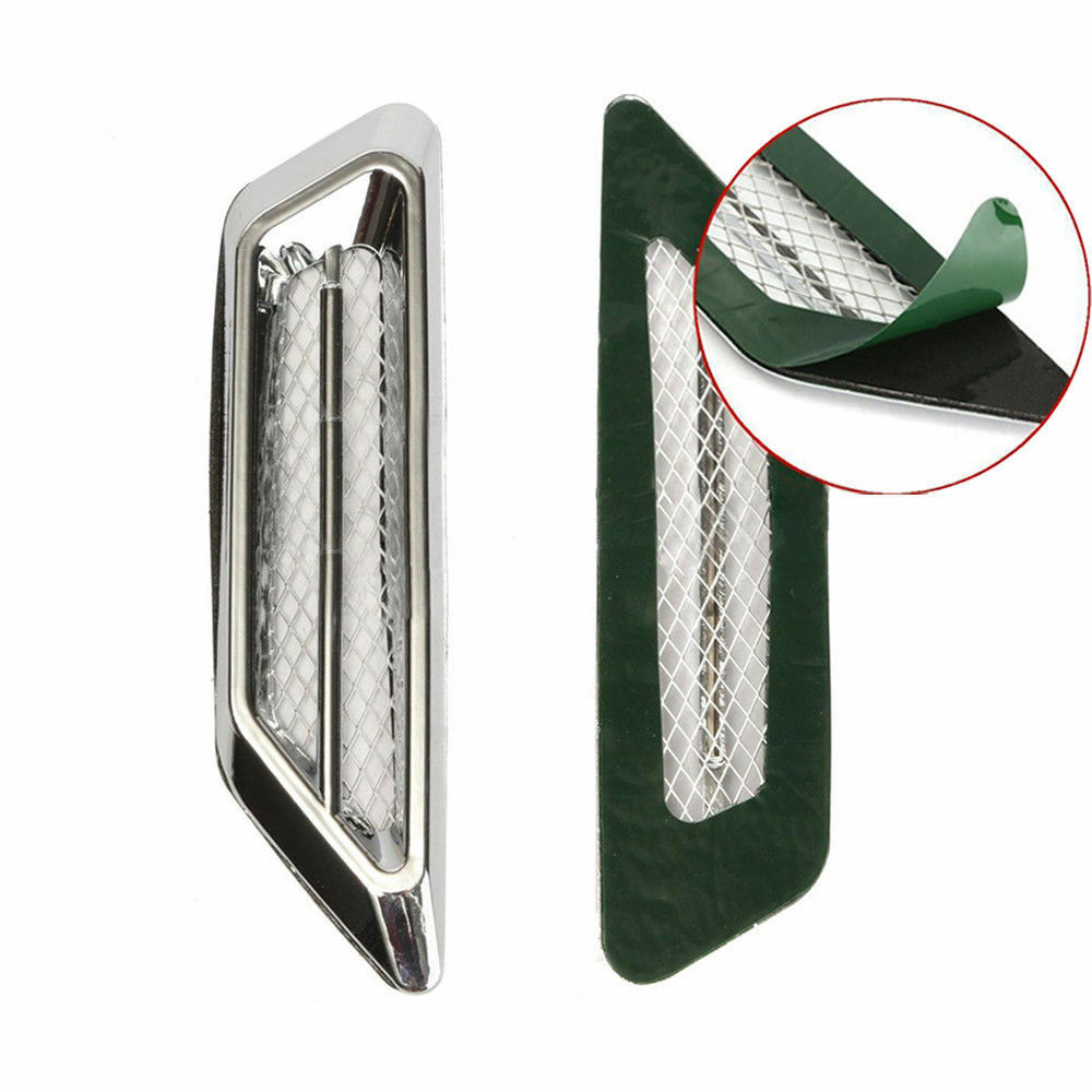 2pcs Universal Chrome Car Auto SUV Air Flow Fender Side Vent Decor Stickers DIY