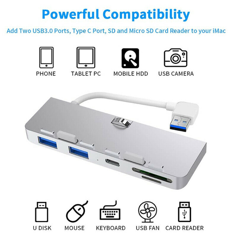 Rocketek Aluminum Alloy USB 3.0 Hub 3 Port Adapter Splitter with SD/TF Card ReZ7
