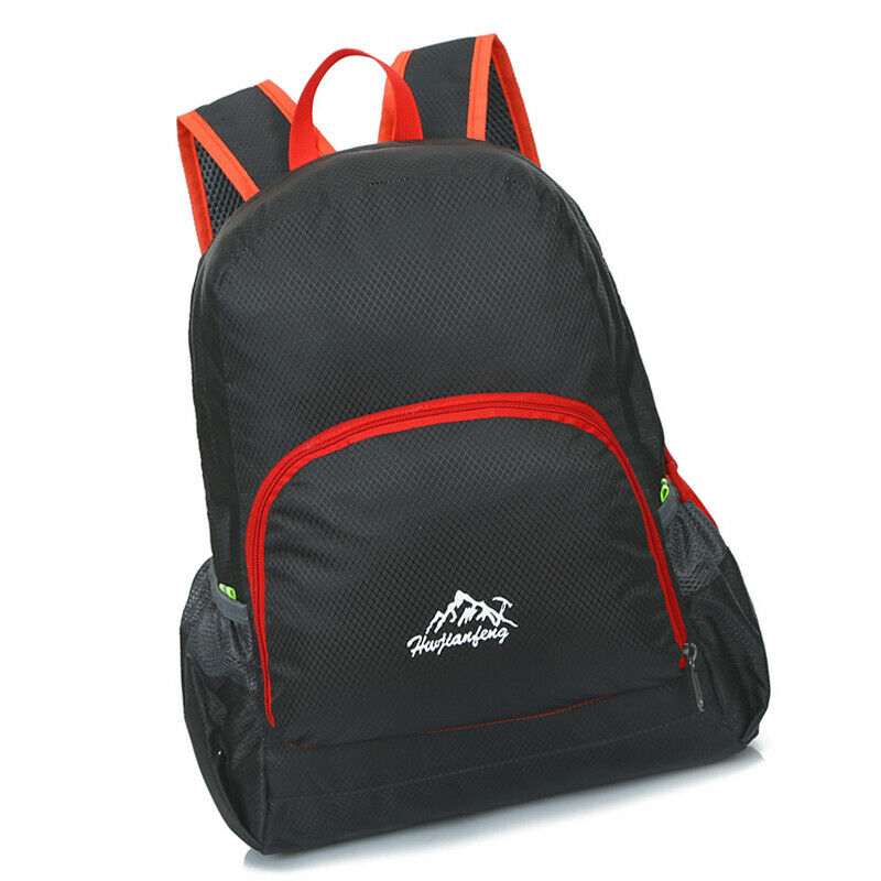 2 Foldable Ultralight Backpack Hiking Camping Backpack 20L Black