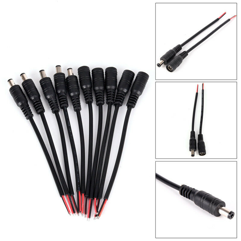 5pair Security 5.5x2.1mm Male+Female DC Power Socket Plug Connector Cable .l8