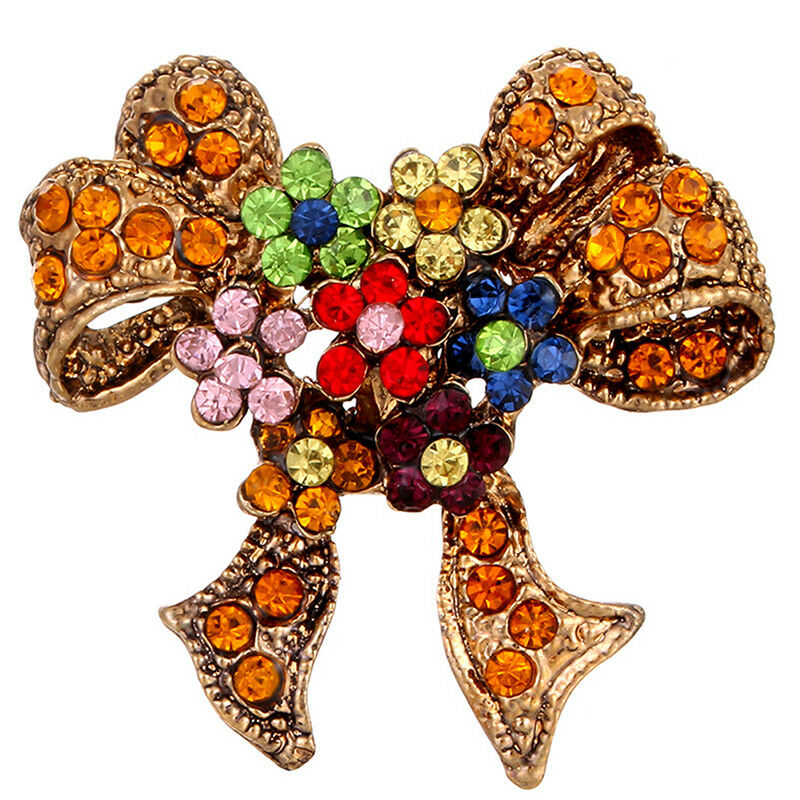 Enamel Bowknot Crystal Rhinestone Brooch Pin Women Suit Collar Brooch Jew.l8