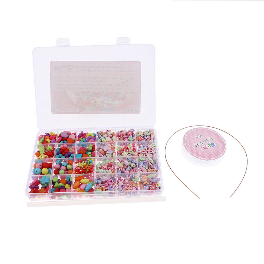 Jewelry Making Loose Beads Kids DIY Craft Colorful Acrylic Crafting Beads in Box