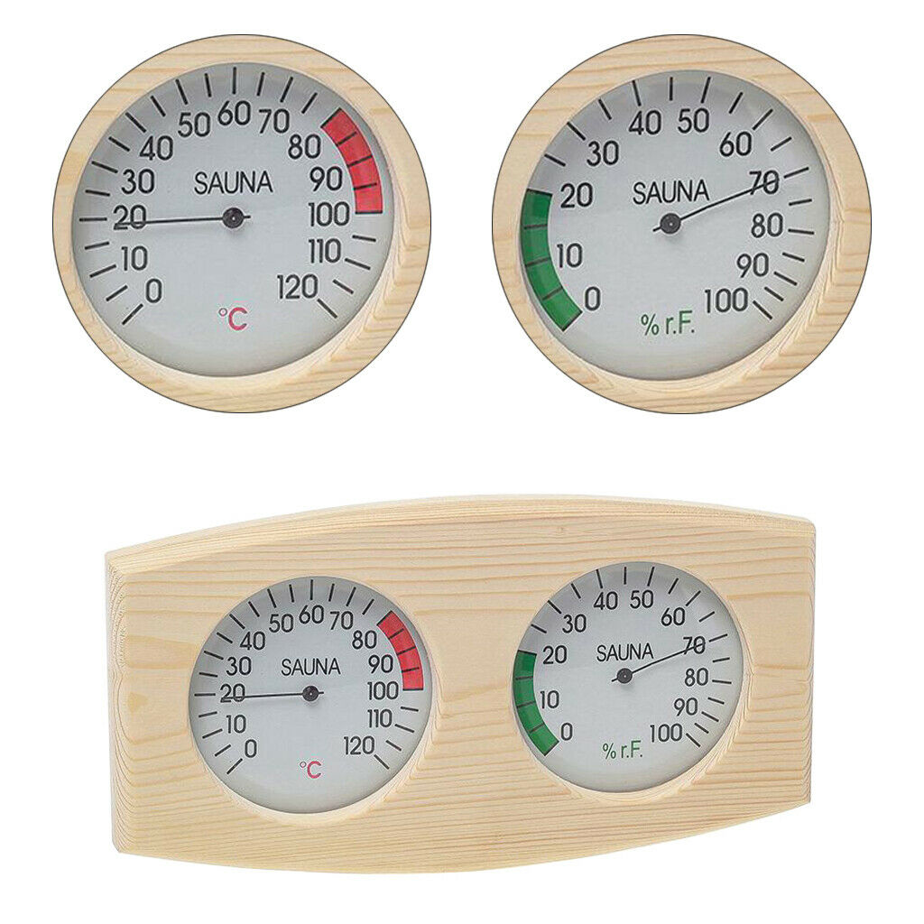 Pine Wood Sauna Thermometer Hygrometer 2-in1 Temp&Humidity Measurement