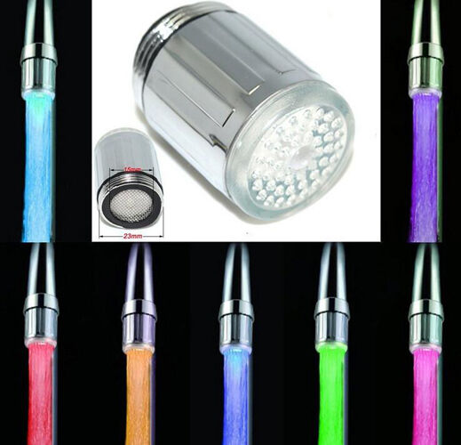 LED Water Stream Faucet Light 7 Colors Changing Shower Spout Sink Taps NEW